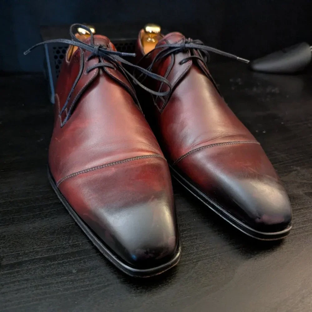 Finsbury Collection Vendome Men's Brown Leather Cap toe Oxfords EU 45.5 US 11.5 - Picture 3 of 14